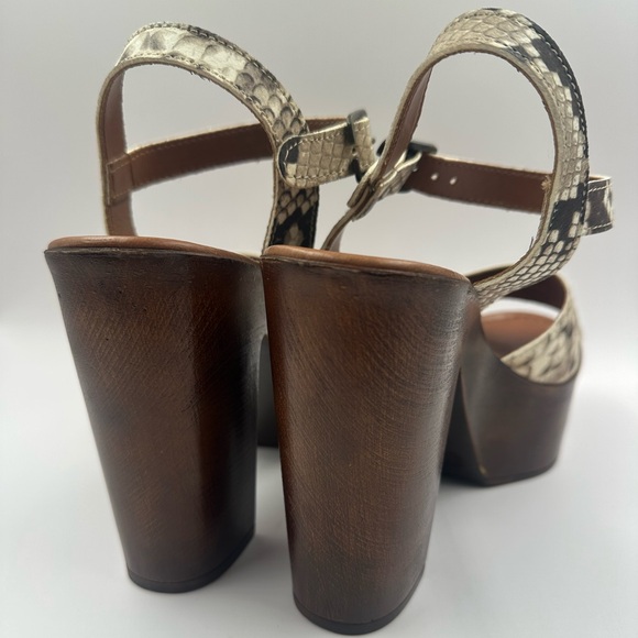 Snakeskin Platform Sandals Chunky Heels Steve Madden size 37/7 Women Shoes Brown - Picture 6 of 7